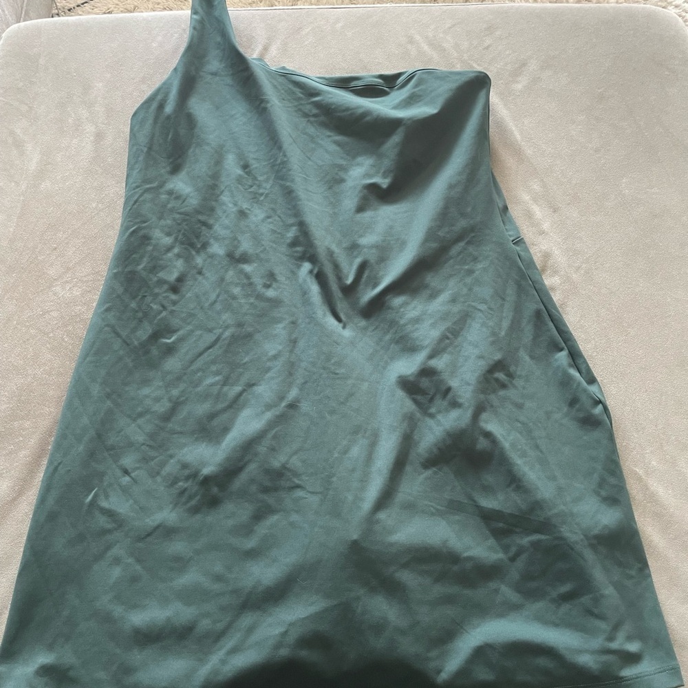 Girlfriend Collective Bianca One Shoulder Exercise Athletic Dress Moss XXL - Picture 7 of 8